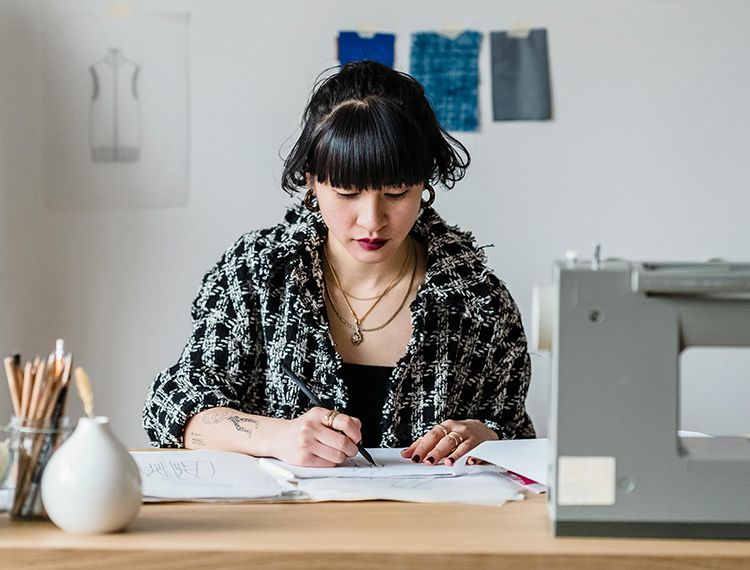 A woman sketching